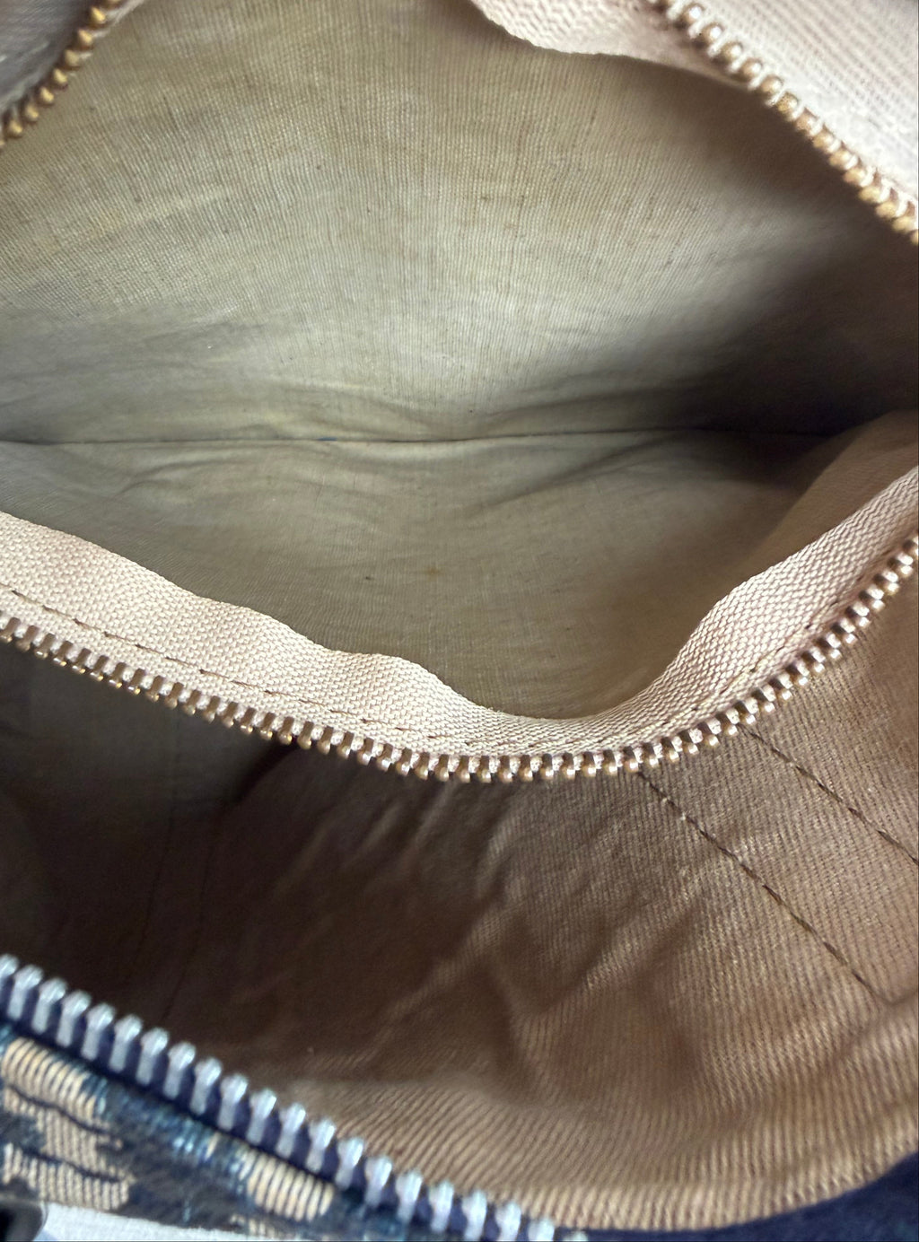 Christian Dior Trotter Canvas & Leather Hand bag Navy Blue