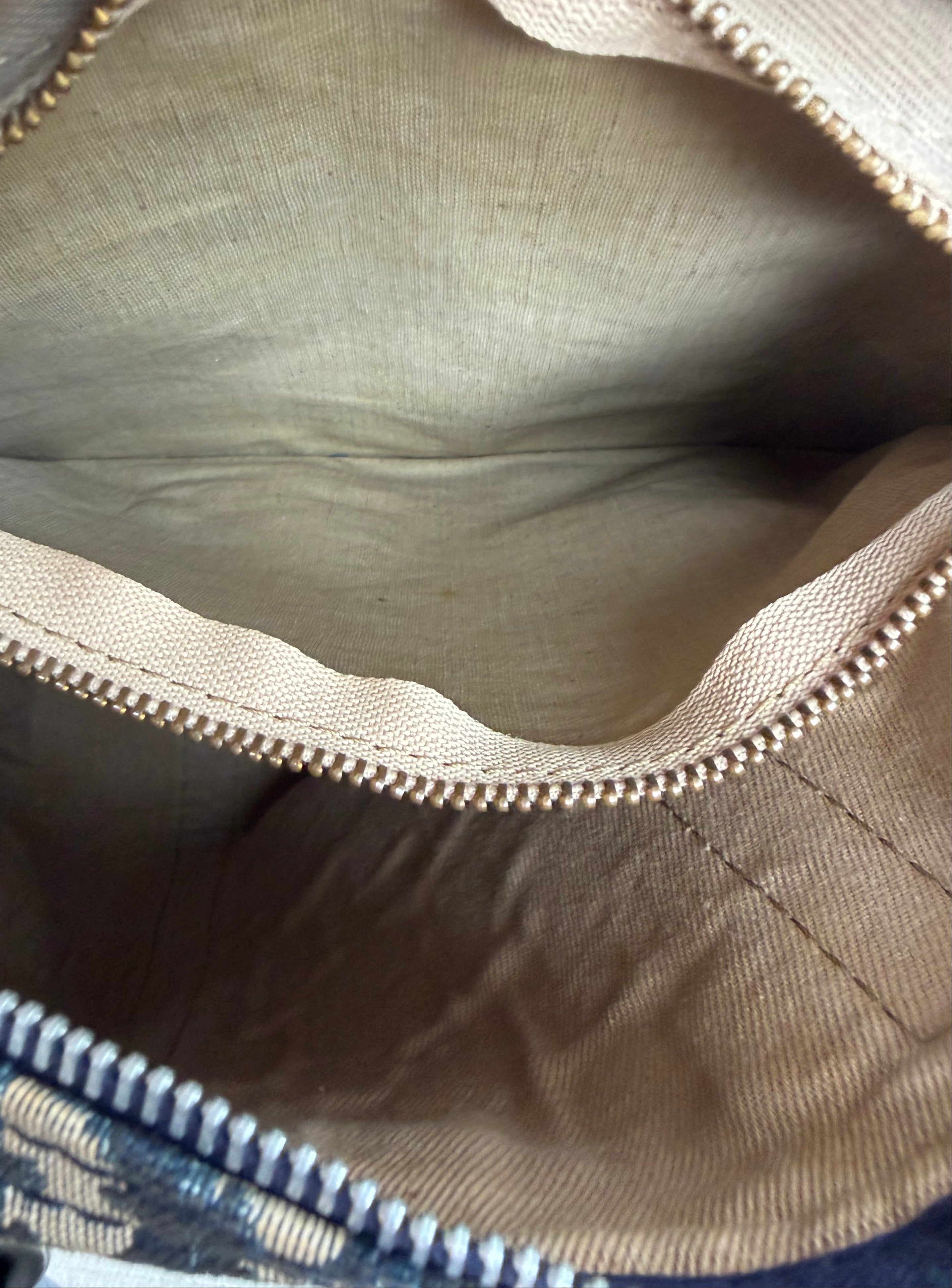 Christian Dior Trotter Canvas & Leather Hand bag Navy Blue